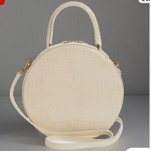 Mansur Gavriel Dune Croc-Embossed Circle Crossbody Bag